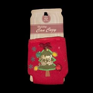 Vintage Wembley Holiday Can Cozy Knit Christmas Tree Retro Ugly Sweater Sleeve